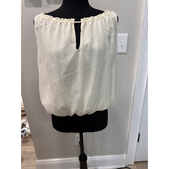 Vintage Y2K Bubble Hem Top Forever 21 Sleeveless Keyhole Back Ivory Size Small - Picture 1 of 10